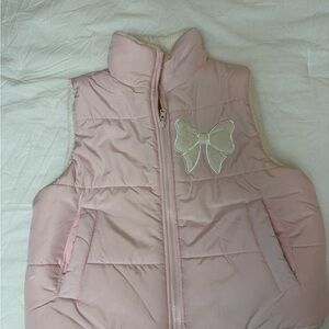 Madden Girl Pink Puffer Vest with Bow Accent